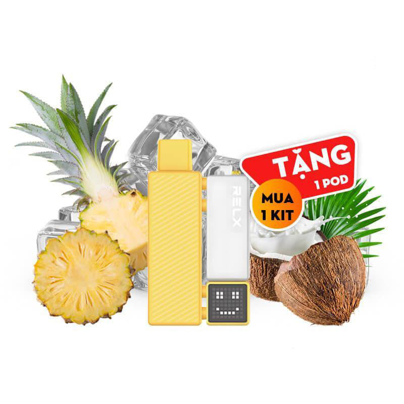 RELX積木電子煙18000puffs煙彈鳳梨椰子口味智能顯示屏